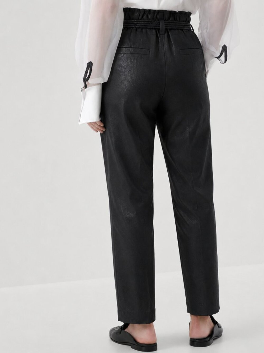 Brunello Cucinelli Linen Pants Black Elastic Waist Pull On Relaxed Luxury Size 2 - Picture 2 of 11